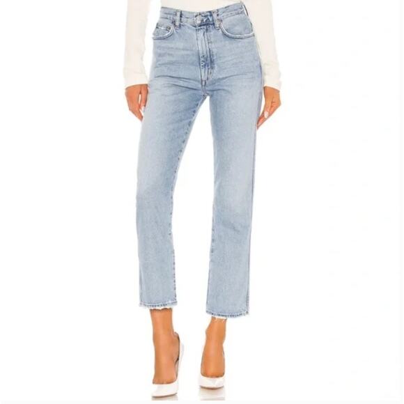 AGOLDE Pinch Waist High Rise Kick Jeans Size 31 12 90's Riptide Light Blue - Picture 3 of 12